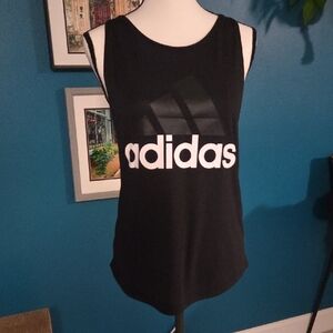 Adidas Women's Black and White Logo Tank Top